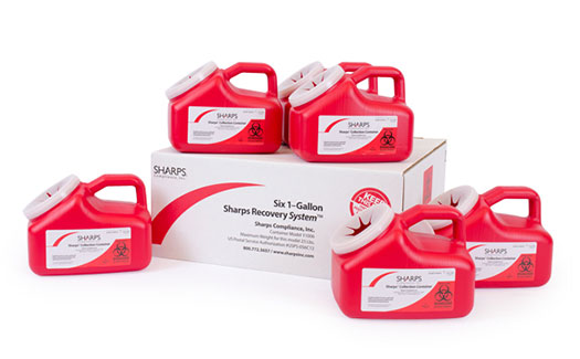 Six 1-Gallon Sharps Mailback System